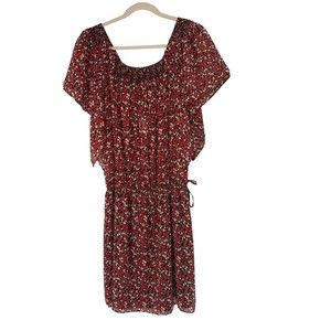 ABS by Allen Schwartz Flutter Sleeve Floral Dress Garnet Size 4 New NWT